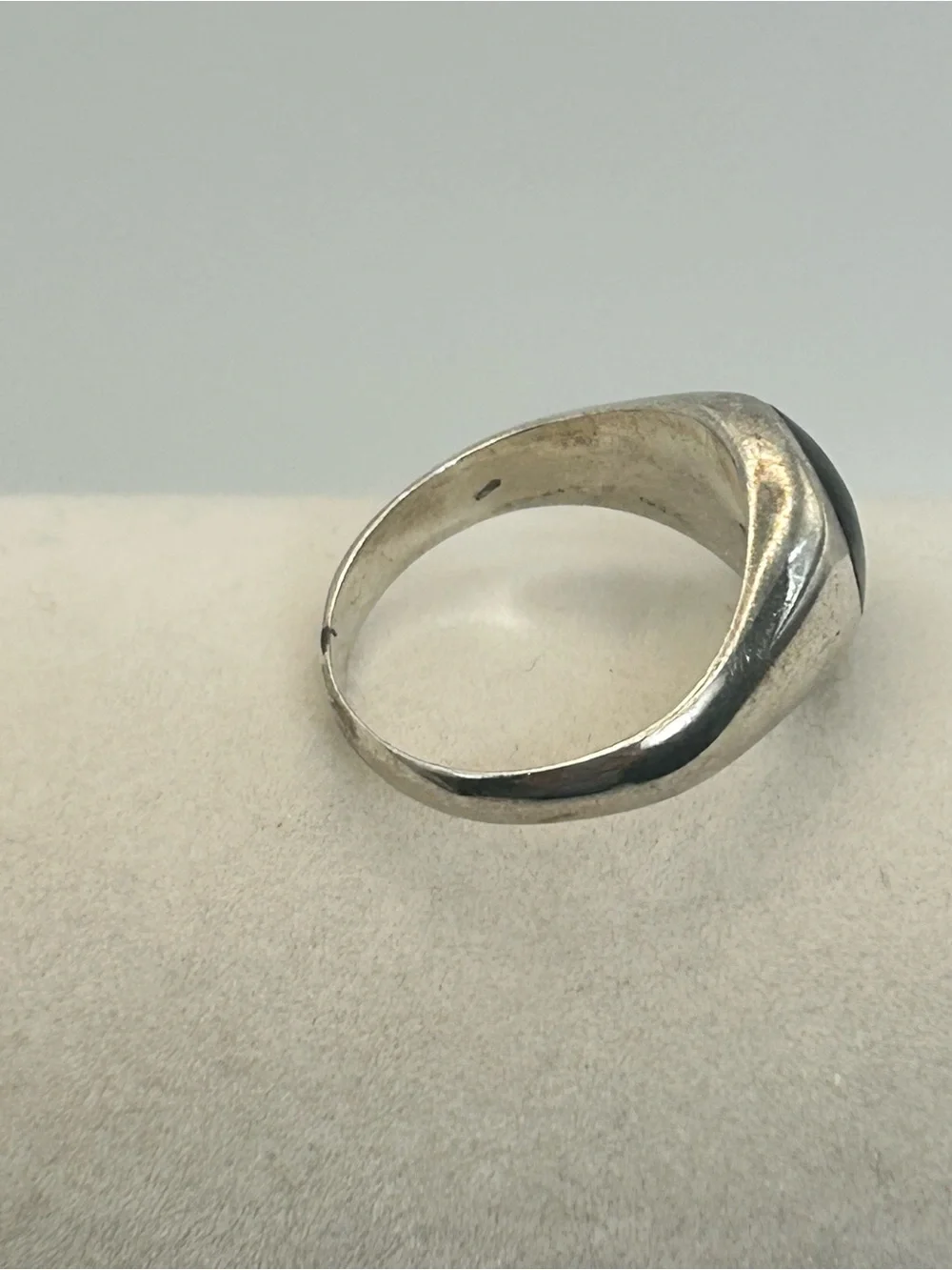 Sterling Silver Black Onyx Ring Size 6.5 Vintage Smooth Polished Round